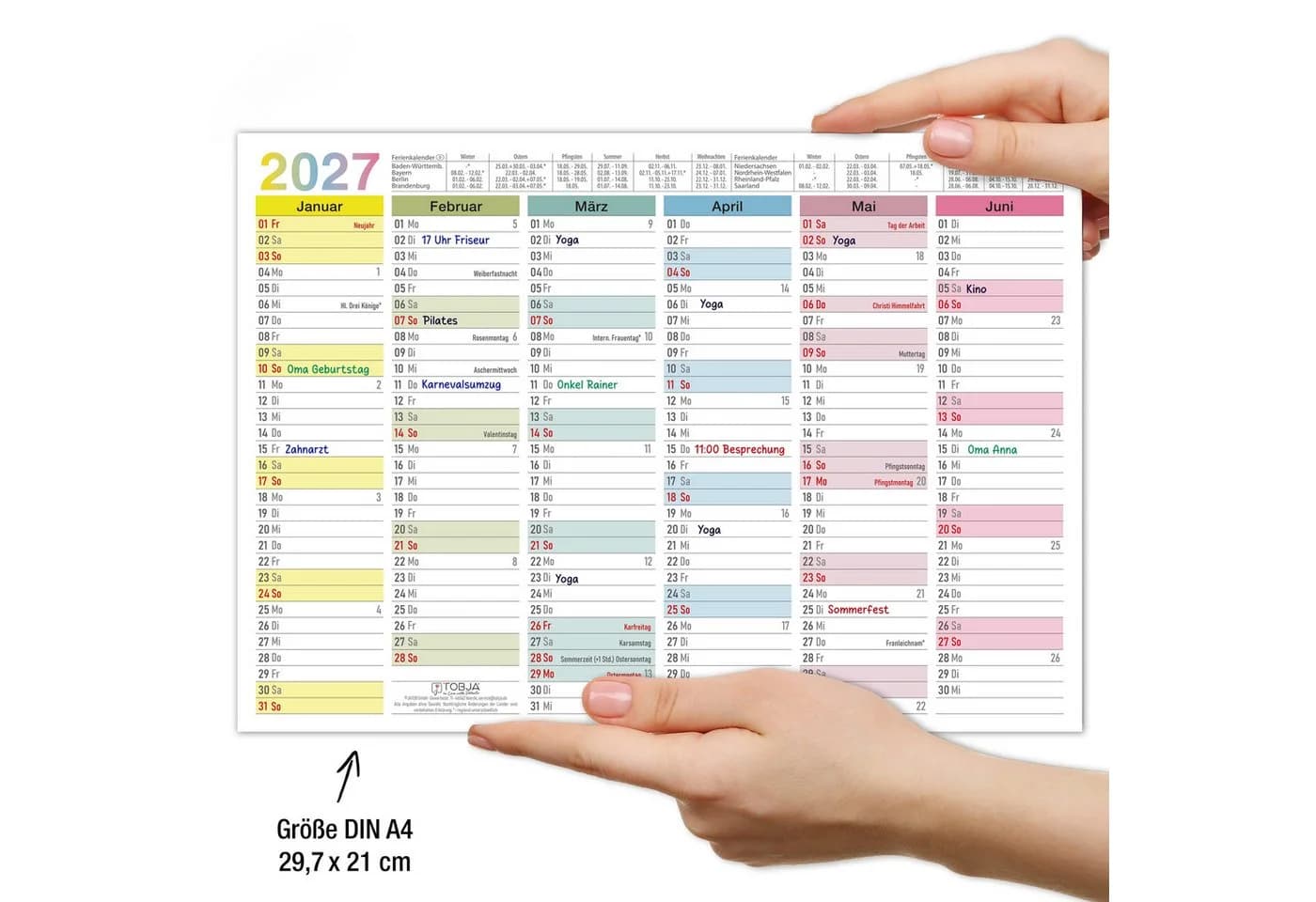 TOBJA Wandkalender 2027 Abwischbar Bunt DIN A4 - Bild 3