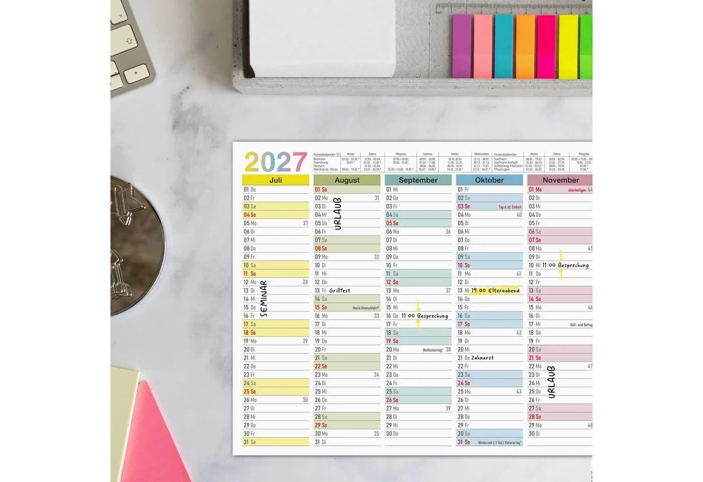 TOBJA Wandkalender 2027 Abwischbar Bunt DIN A4 - Bild 4