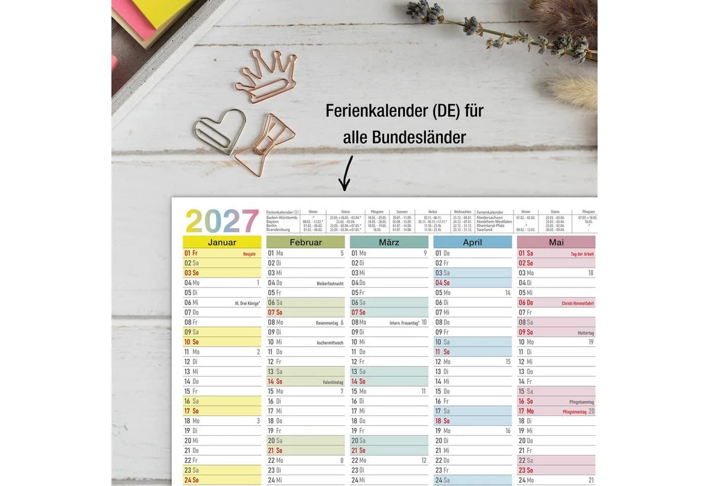 TOBJA Wandkalender 2027 Abwischbar Bunt DIN A4 - Bild 5