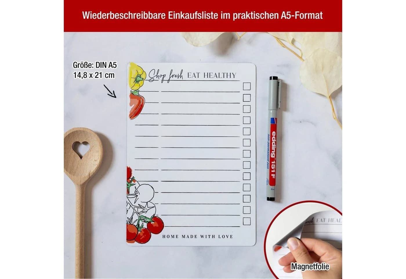 TOBJA Einkaufsliste Magnetisch A5