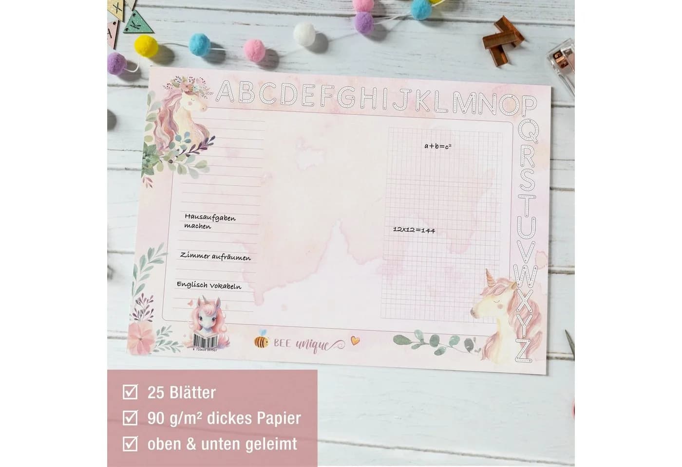 TOBJA Schreibtischunterlage A3 Einhorn Mädchen Rosa - Bild 4