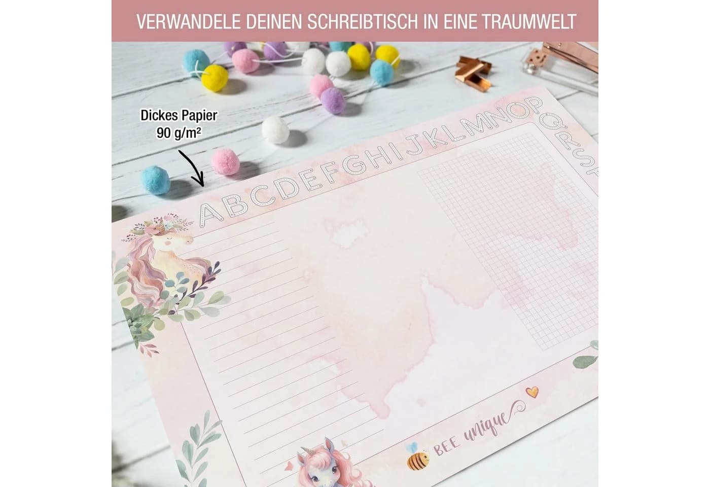 TOBJA Schreibtischunterlage A3 Einhorn Mädchen Rosa - Bild 5