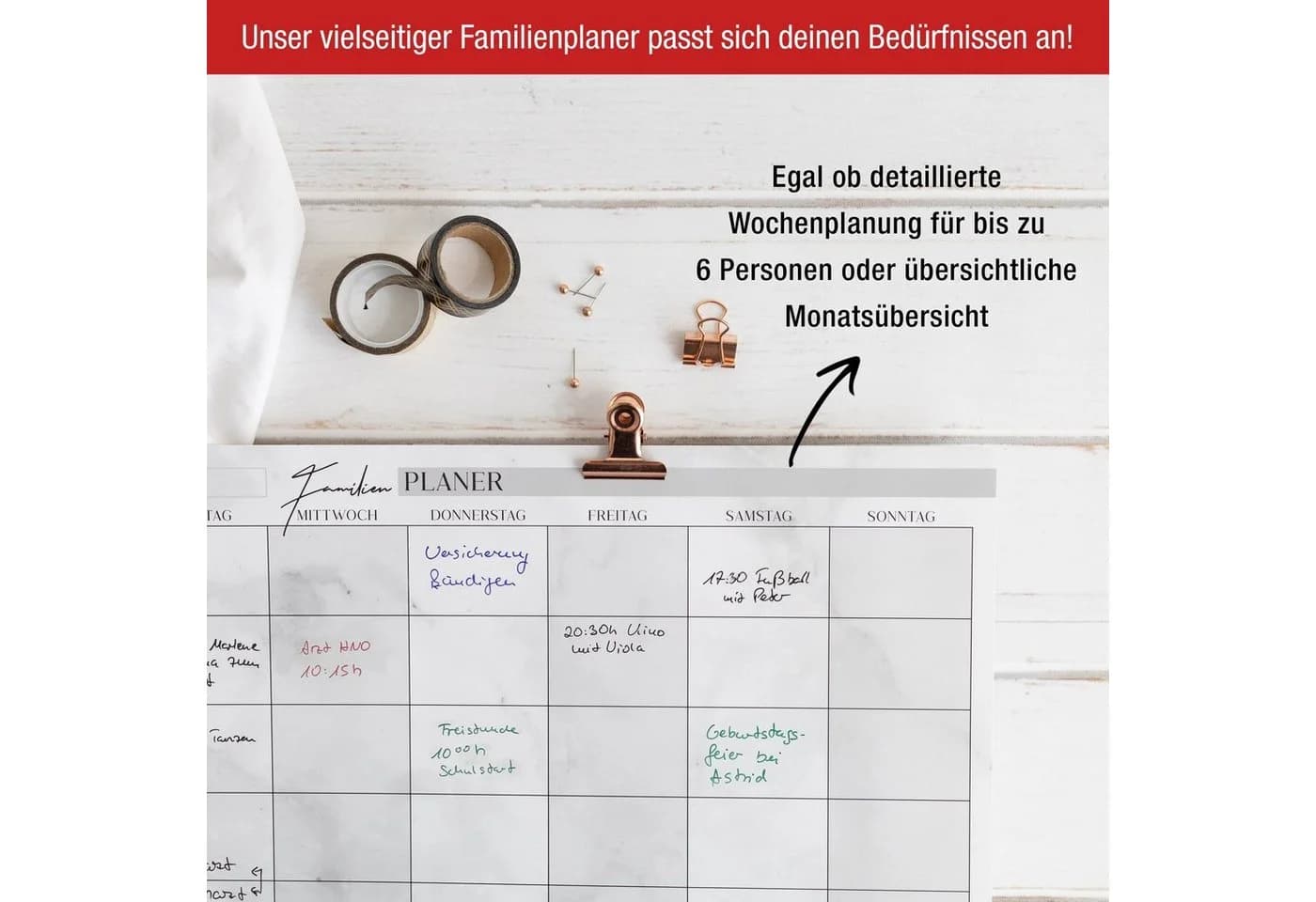TOBJA Magnettafel A3 Familienplaner magnetisch +4 Stifte quer - Bild 5