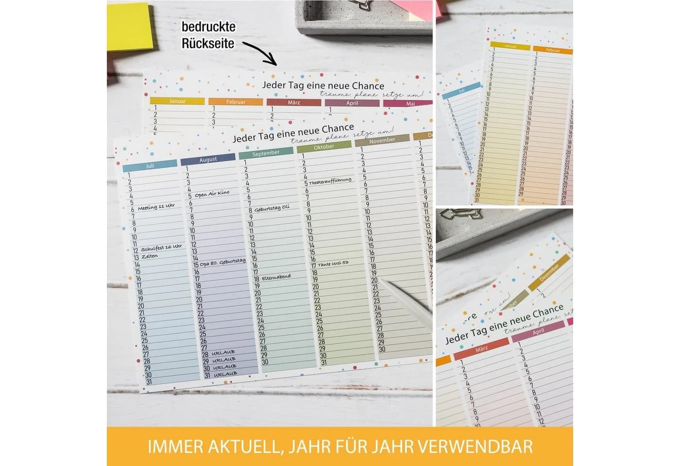 TOBJA Wandkalender Immerwährender Kalender A4 abwischbar +4 Stifte - Bild 5