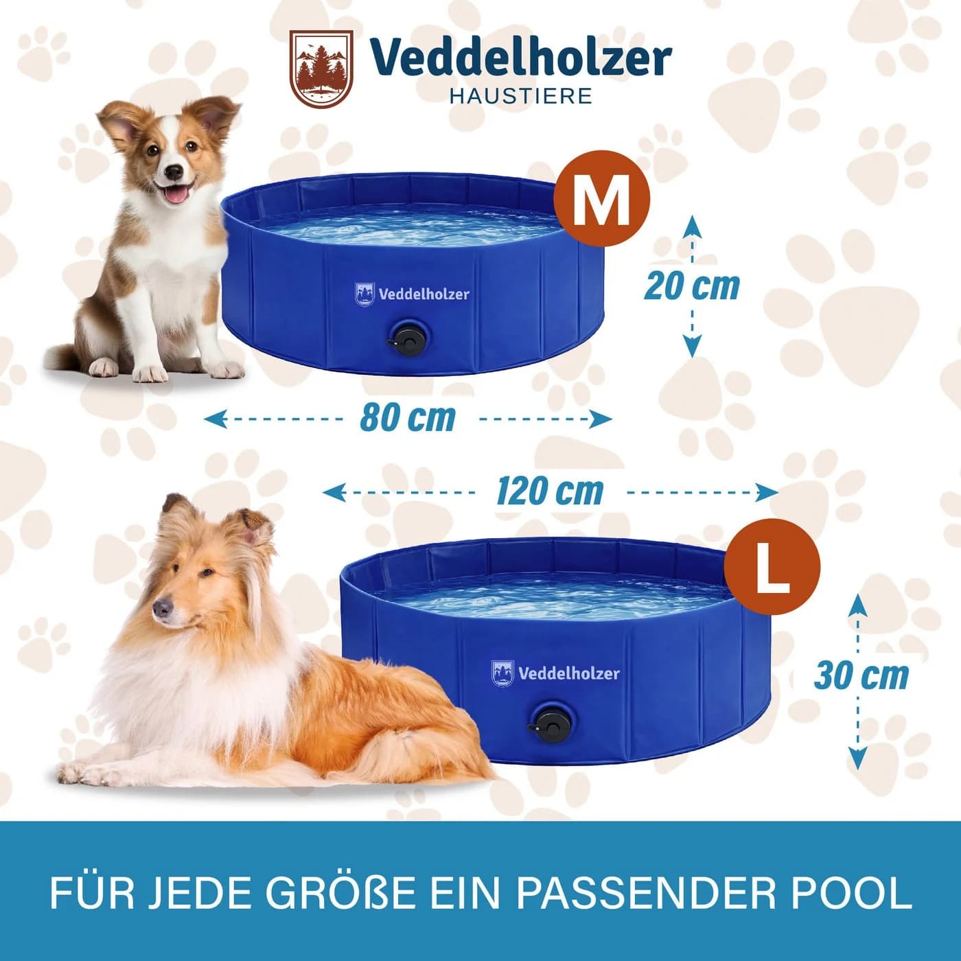 Veddelholzer Faltbarer Hundepool Blau Rutschfest - Bild 3