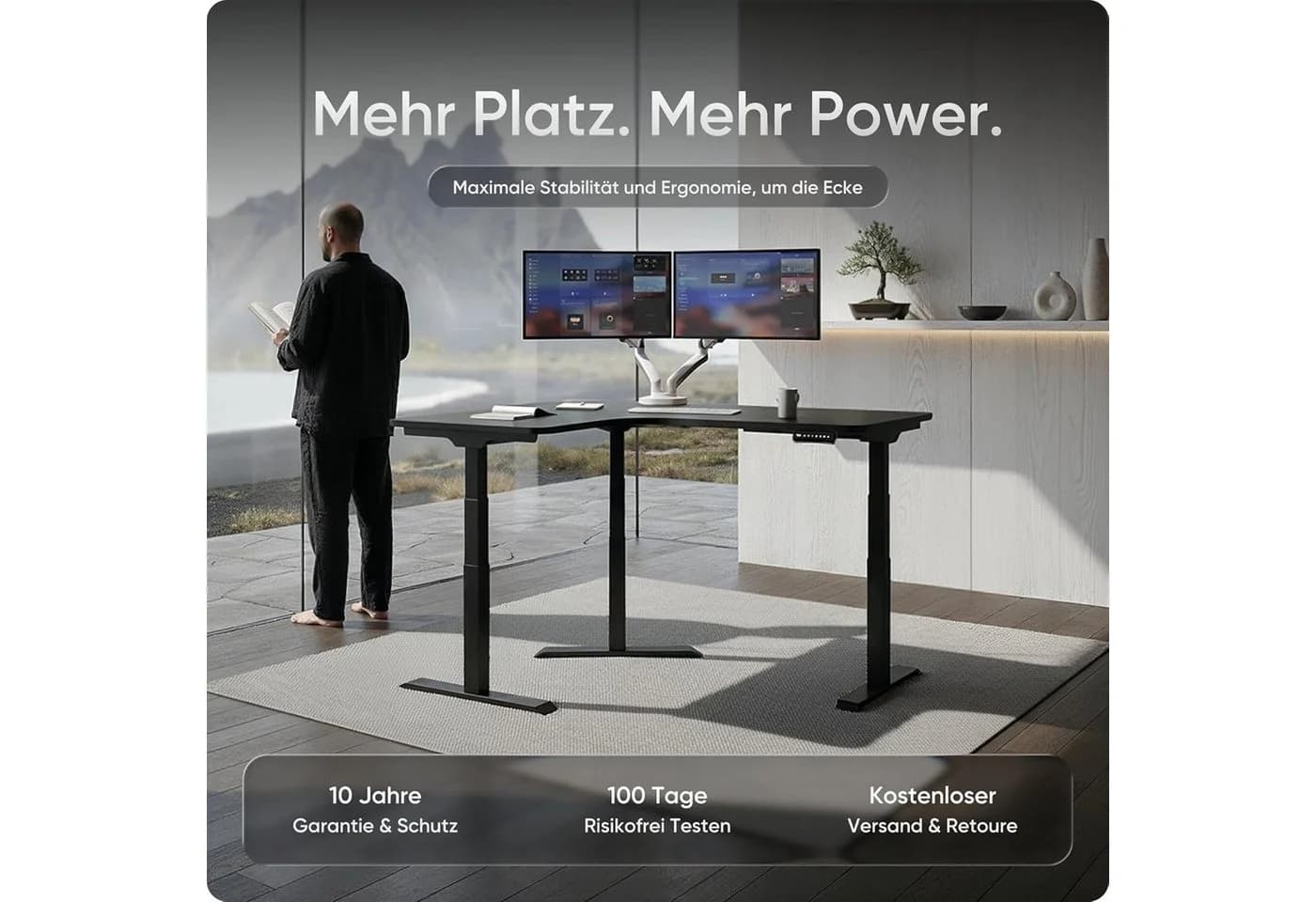 DESKSPACE Eckschreibtisch Steh-Sitz elektrisch verstellbar