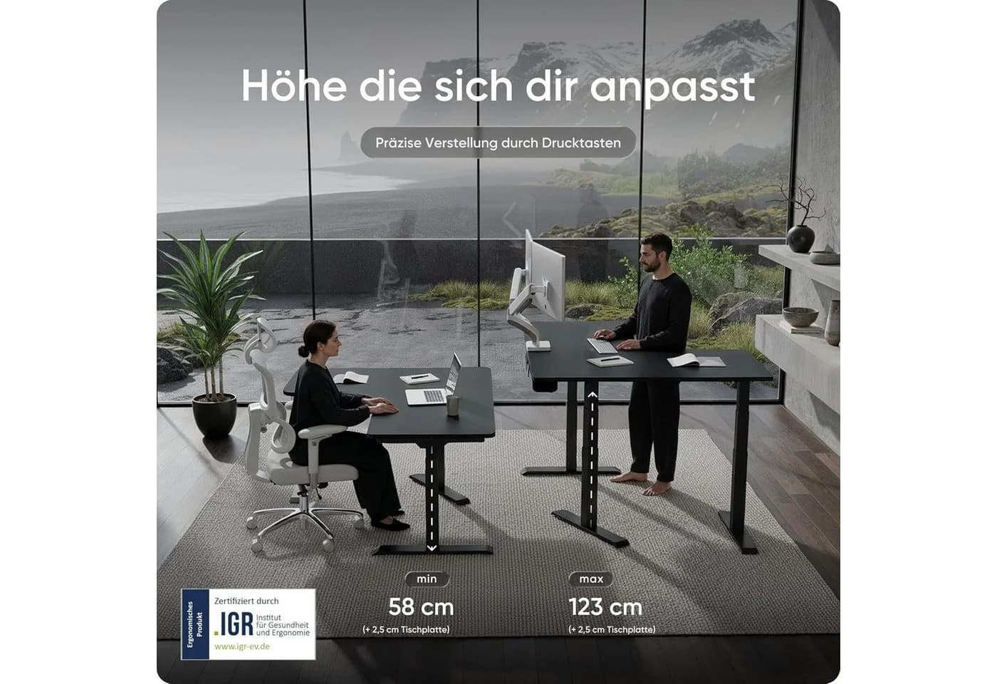 DESKSPACE Eckschreibtisch Steh-Sitz elektrisch verstellbar - Bild 5