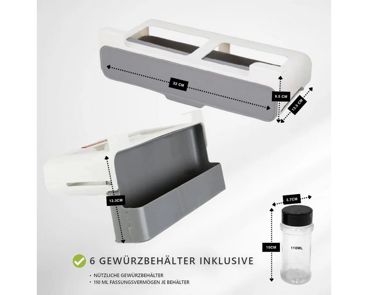 COFI 1453 Ausziehbarer Gewürzhalter Grau mit 6 Behältern