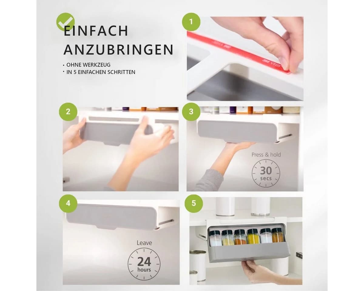 COFI 1453 Ausziehbarer Gewürzhalter Grau mit 6 Behältern - Bild 3