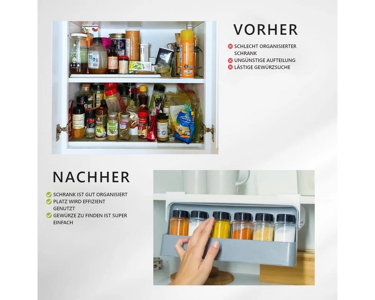 COFI 1453 Ausziehbarer Gewürzhalter Grau mit 6 Behältern - Bild 5