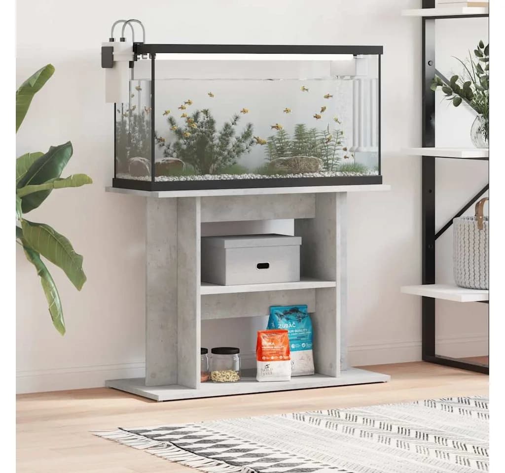 vidaXL Aquariumunterschrank Betongrau Holzwerkstoff