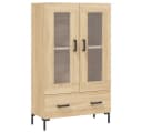 vidaXL Highboard Sonoma-Eiche mit Metallbeinen und Glastüren Bild 2
