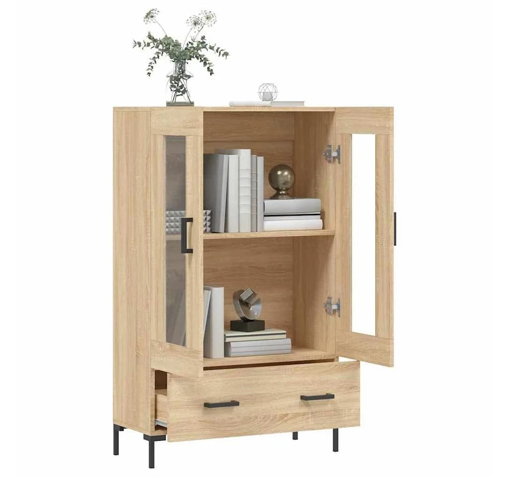 vidaXL Highboard Sonoma-Eiche mit Metallbeinen und Glastüren - Bild 4