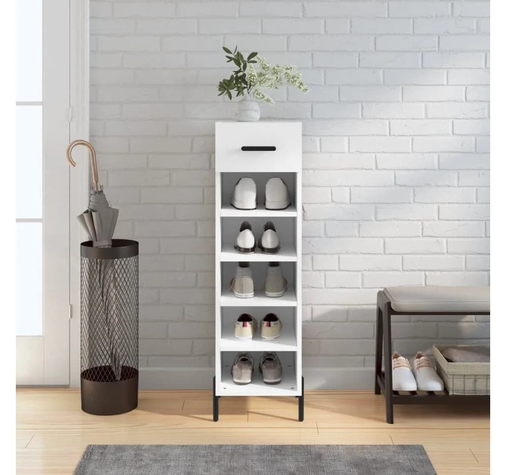 vidaXL Schuhschrank Weiß mit 1 Schublade und 5 Fächern