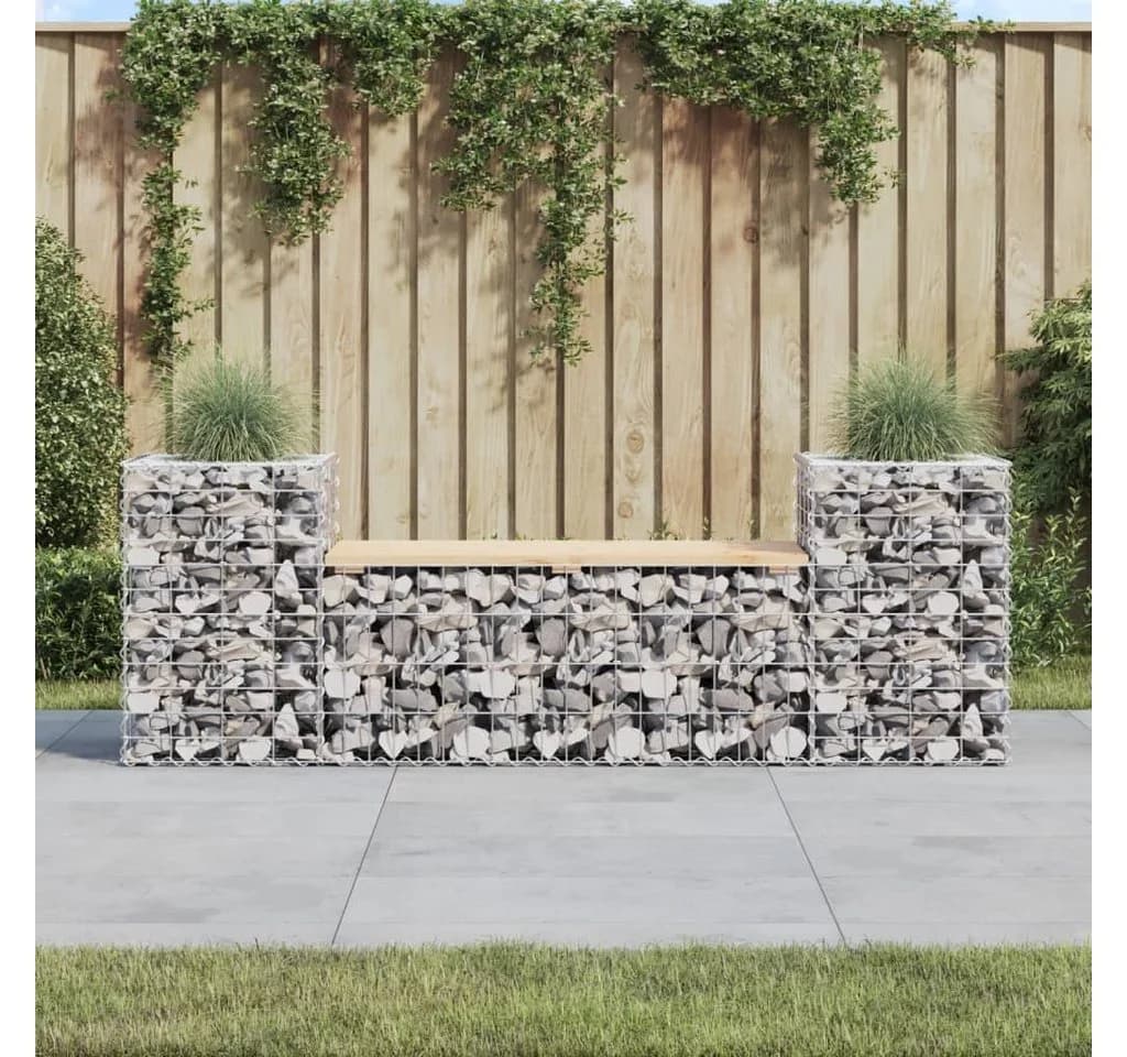 vidaXL Gartenbank aus Gabionen mit Massivholz Kiefer
