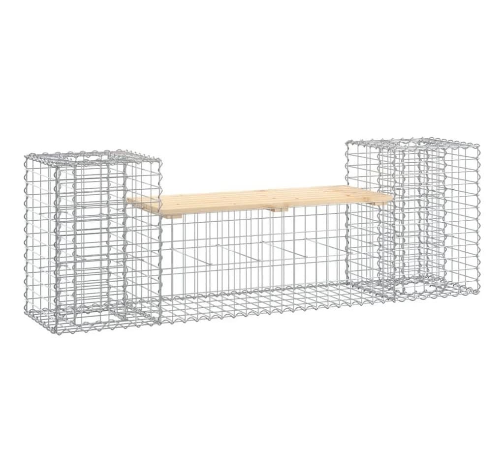 vidaXL Gartenbank aus Gabionen mit Massivholz Kiefer - Bild 2