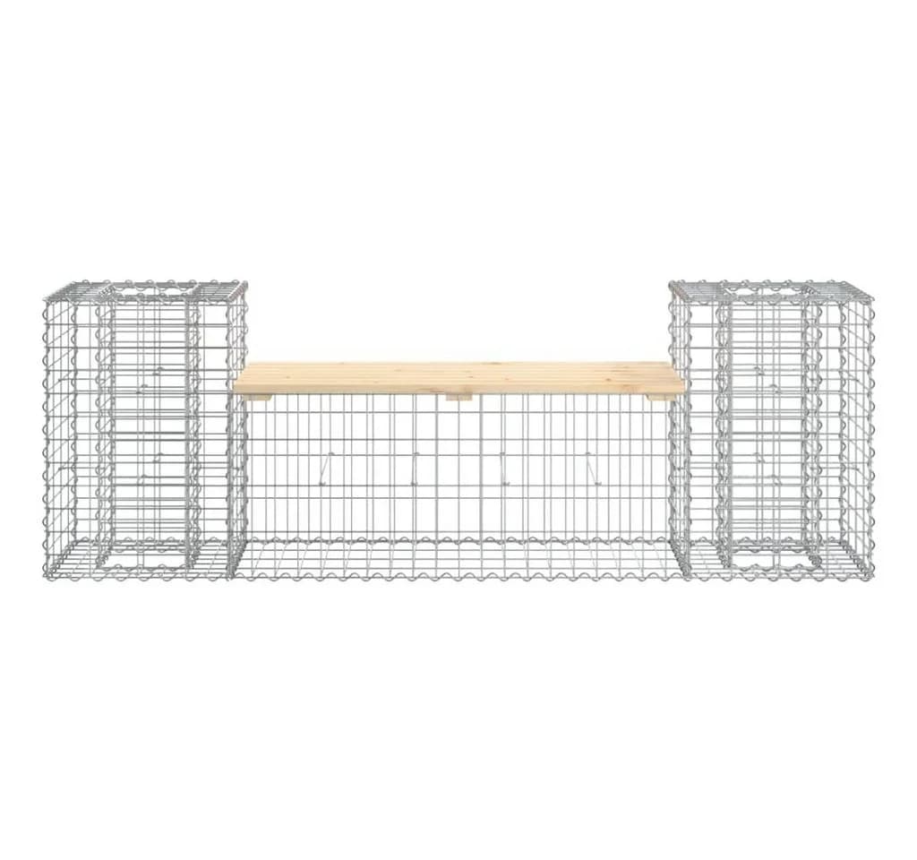 vidaXL Gartenbank aus Gabionen mit Massivholz Kiefer - Bild 3