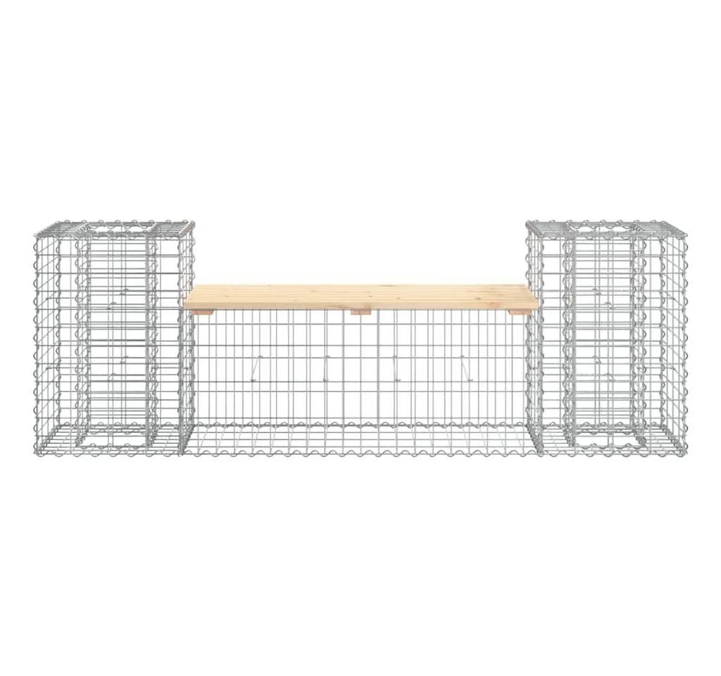 vidaXL Gartenbank aus Gabionen mit Massivholz Kiefer - Bild 5
