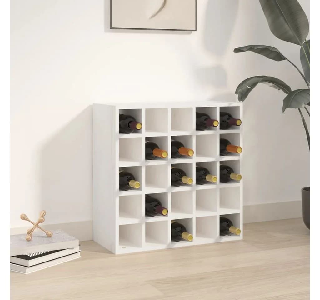 vidaXL Weinschrank Weiß Massivholz Kiefer