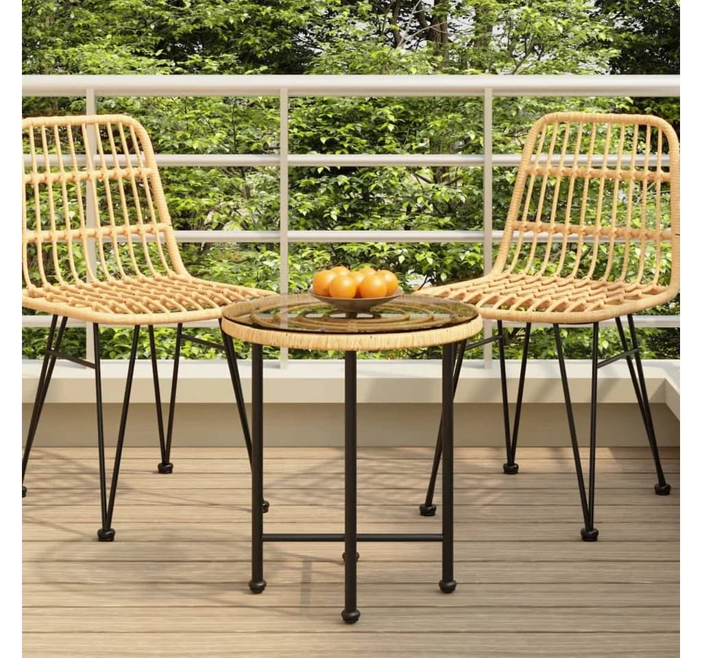 vidaXL Gartentisch Ø50 cm Hartglas und Stahl