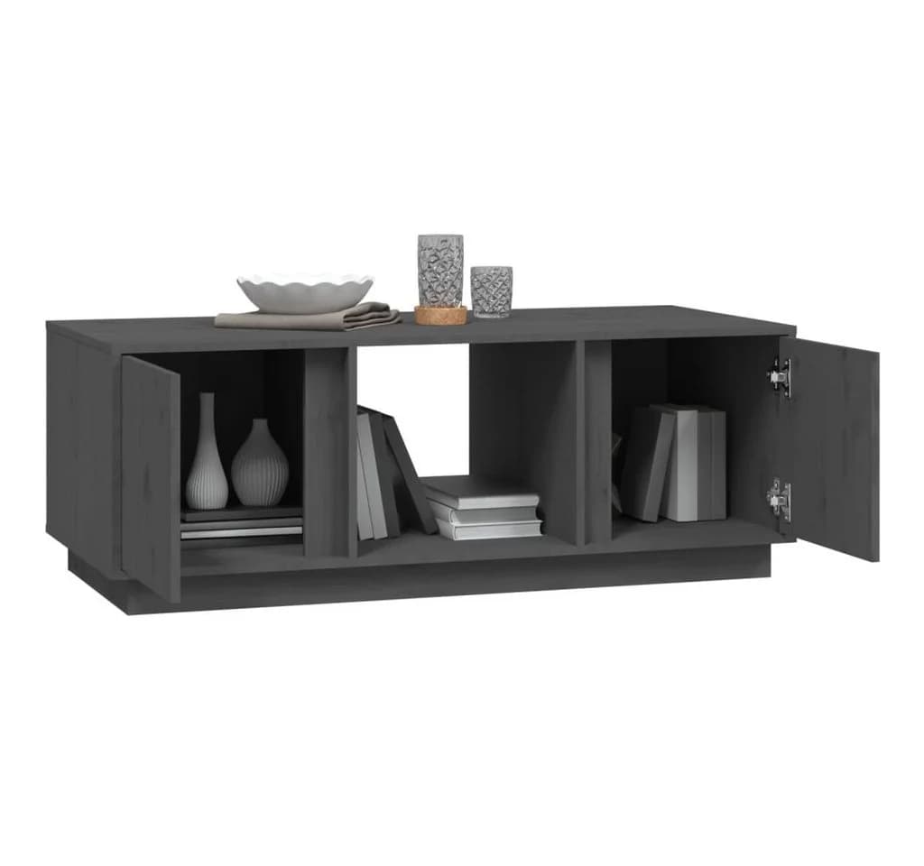vidaXL Couchtisch Grau 110x50x40 cm Massivholz Kiefer - Bild 4