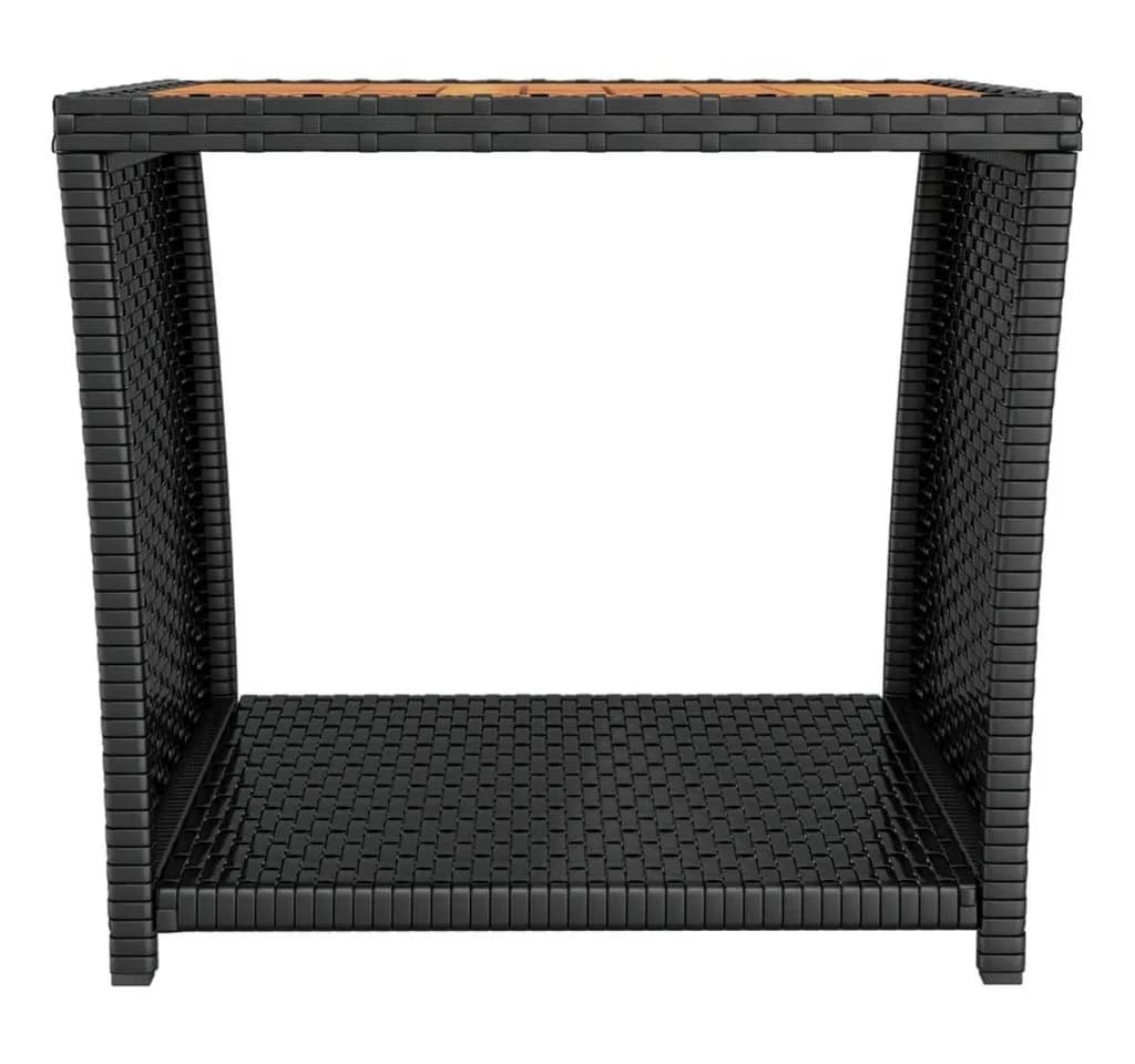 vidaXL Gartentisch Beistelltisch Schwarz Poly Rattan & Holz - Bild 3