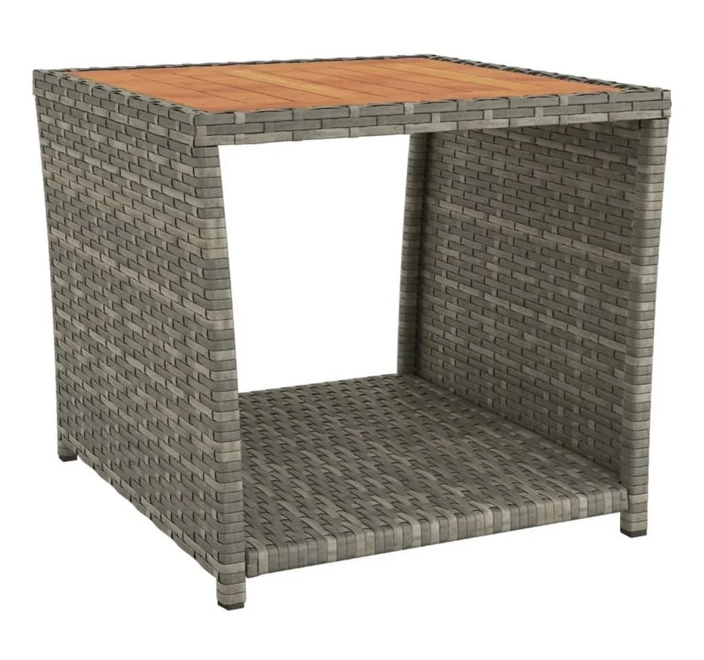 vidaXL Gartentisch Grau Poly Rattan & Massivholz - Bild 2
