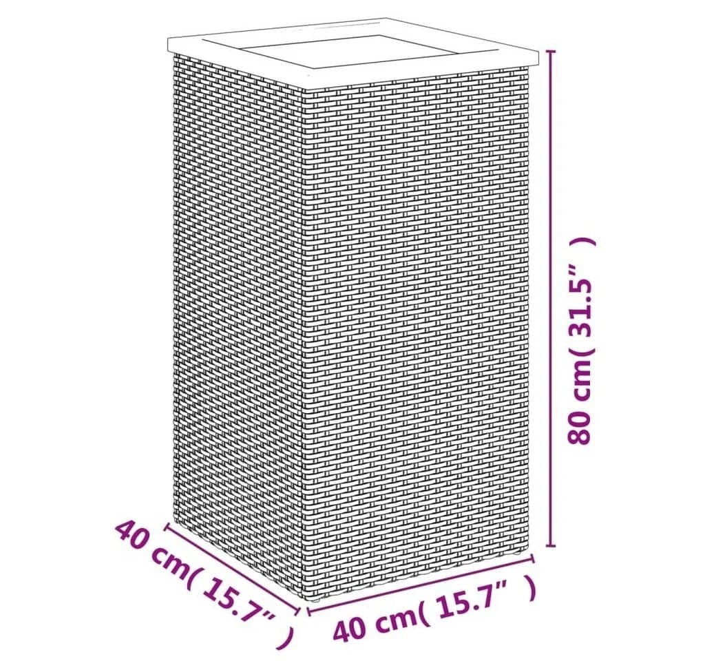 vidaXL Pflanzkübel Schwarz PE-Rattan 40x40x80 cm - Bild 5