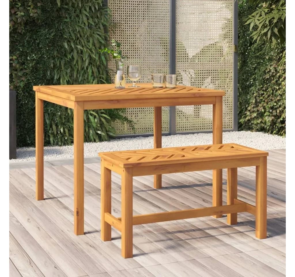 vidaXL Gartenbank 80 cm Massivholz Fischgräten-Design