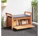 vidaXL Gartenbank Truhenbank mit Kissen Massivholz Grau Bild 1