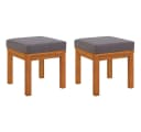 vidaXL Gartenhocker mit Kissen 2er Set Grau Massivholz Bild 2