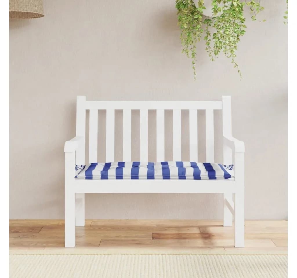 vidaXL Gartenbankauflage Blau/Weiß Gestreift Polyester