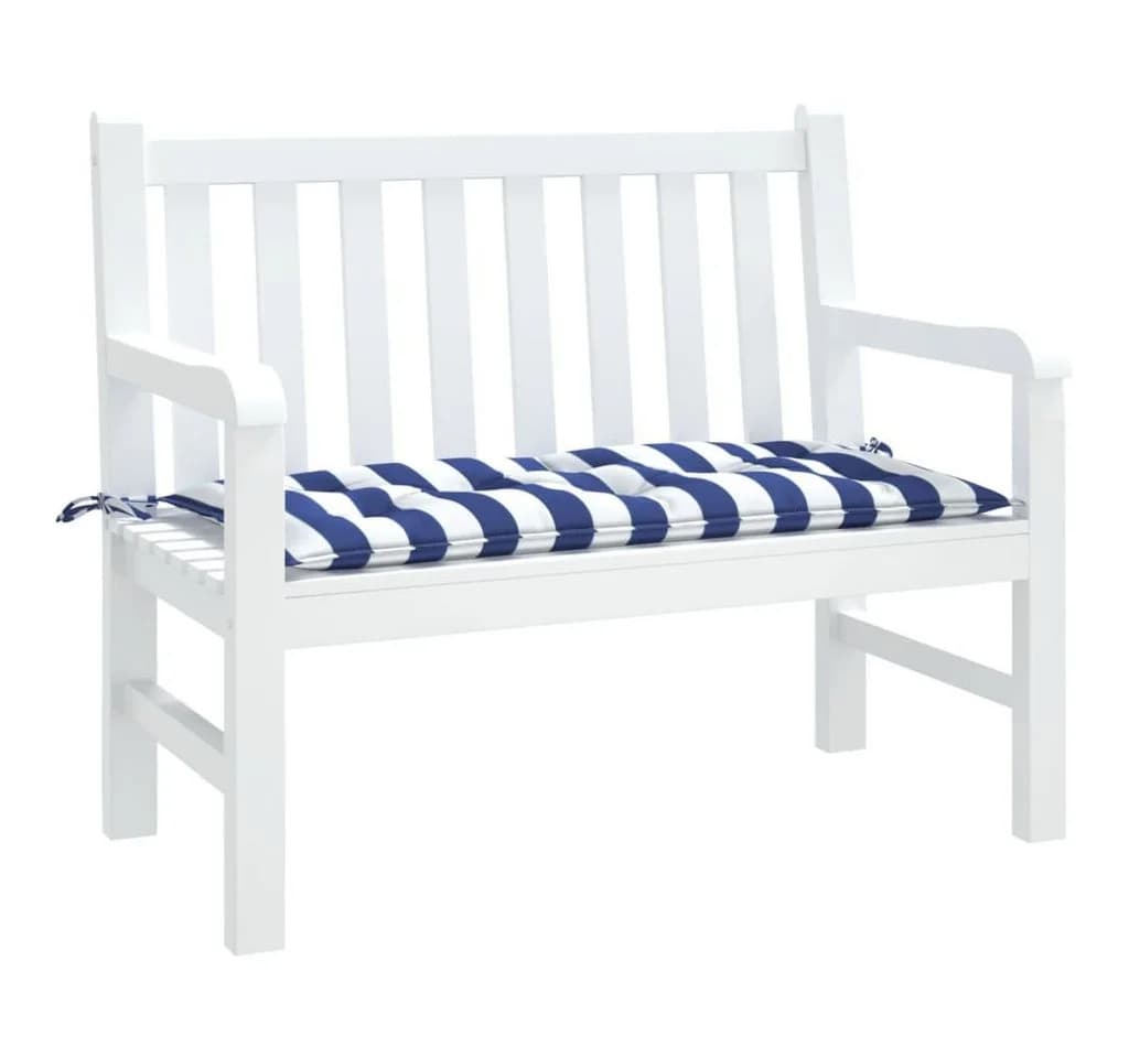 vidaXL Gartenbankauflage Blau/Weiß Gestreift Polyester - Bild 3