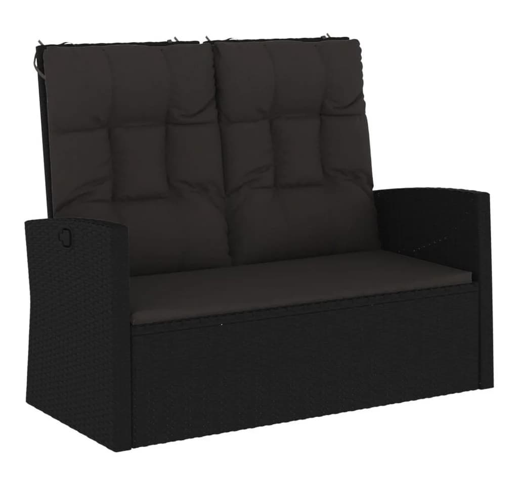 vidaXL Gartenbank Schwarz Poly Rattan mit Liegefunktion - Bild 2