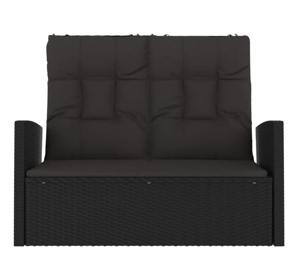 vidaXL Gartenbank Schwarz Poly Rattan mit Liegefunktion - Bild 3