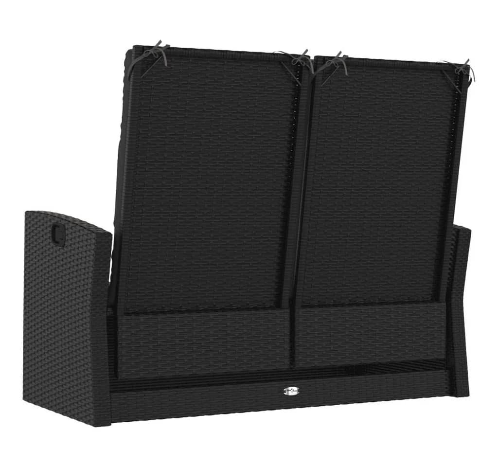 vidaXL Gartenbank Schwarz Poly Rattan mit Liegefunktion - Bild 5