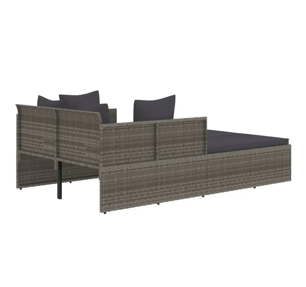 vidaXL Gartenliege Sonnenliege Grau Poly Rattan - Bild 5