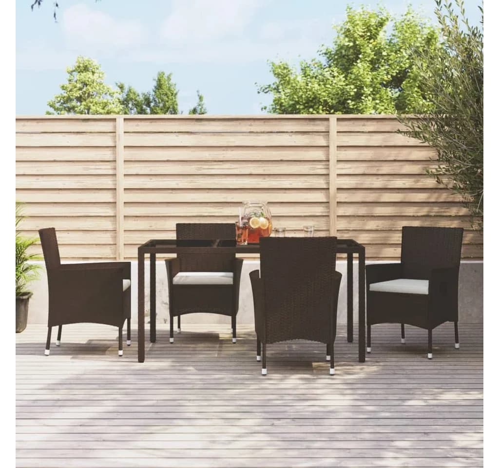vidaXL Gartenstuhl 4er-Set mit Kissen Braun Poly Rattan