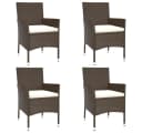 vidaXL Gartenstuhl 4er-Set mit Kissen Braun Poly Rattan Bild 2