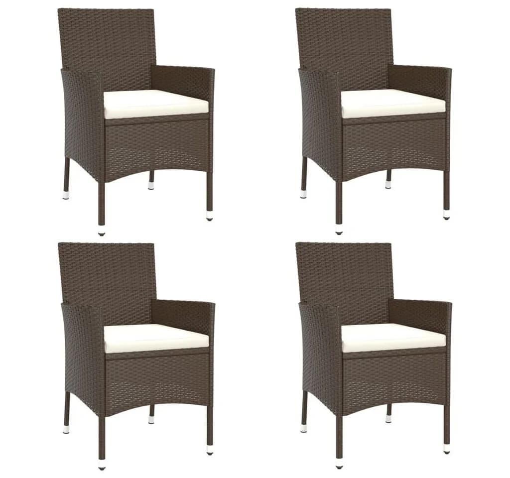 vidaXL Gartenstuhl 4er-Set mit Kissen Braun Poly Rattan - Bild 2