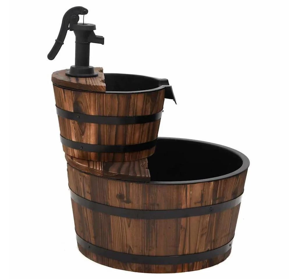 vidaXL Wasserfall Gartenbrunnen mit Pumpe Massivholz Tanne Braun - Bild 5