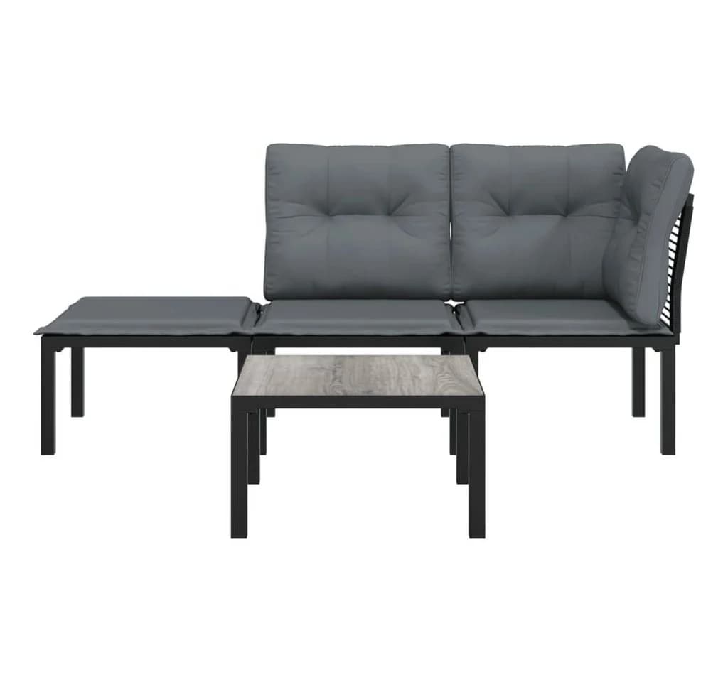 vidaXL Gartenlounge-Set 4-tlg. Schwarz/Grau Poly Rattan - Bild 3