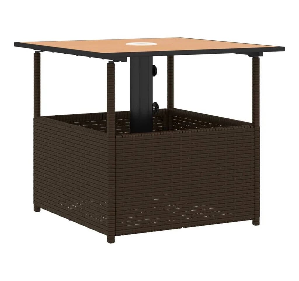 vidaXL Gartentisch mit Schirmloch Braun Poly Rattan - Bild 2