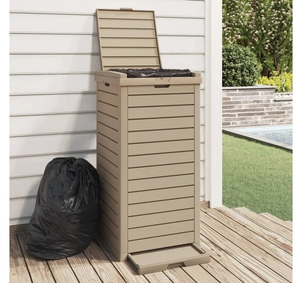 vidaXL Mülltonne Outdoor Hellbraun Polypropylen Doppeldeckel