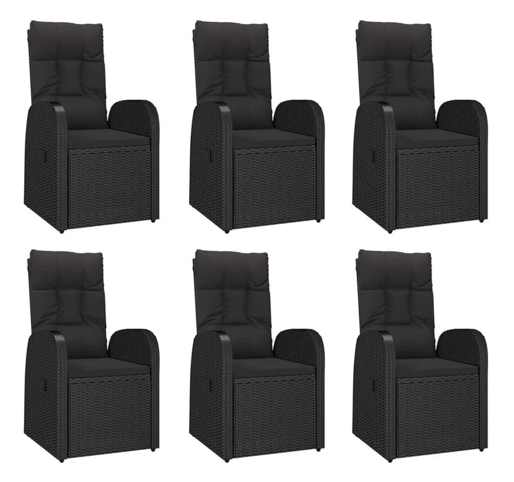 vidaXL Garten-Essgruppe 7-tlg. Schwarz Poly Rattan mit Kissen - Bild 3