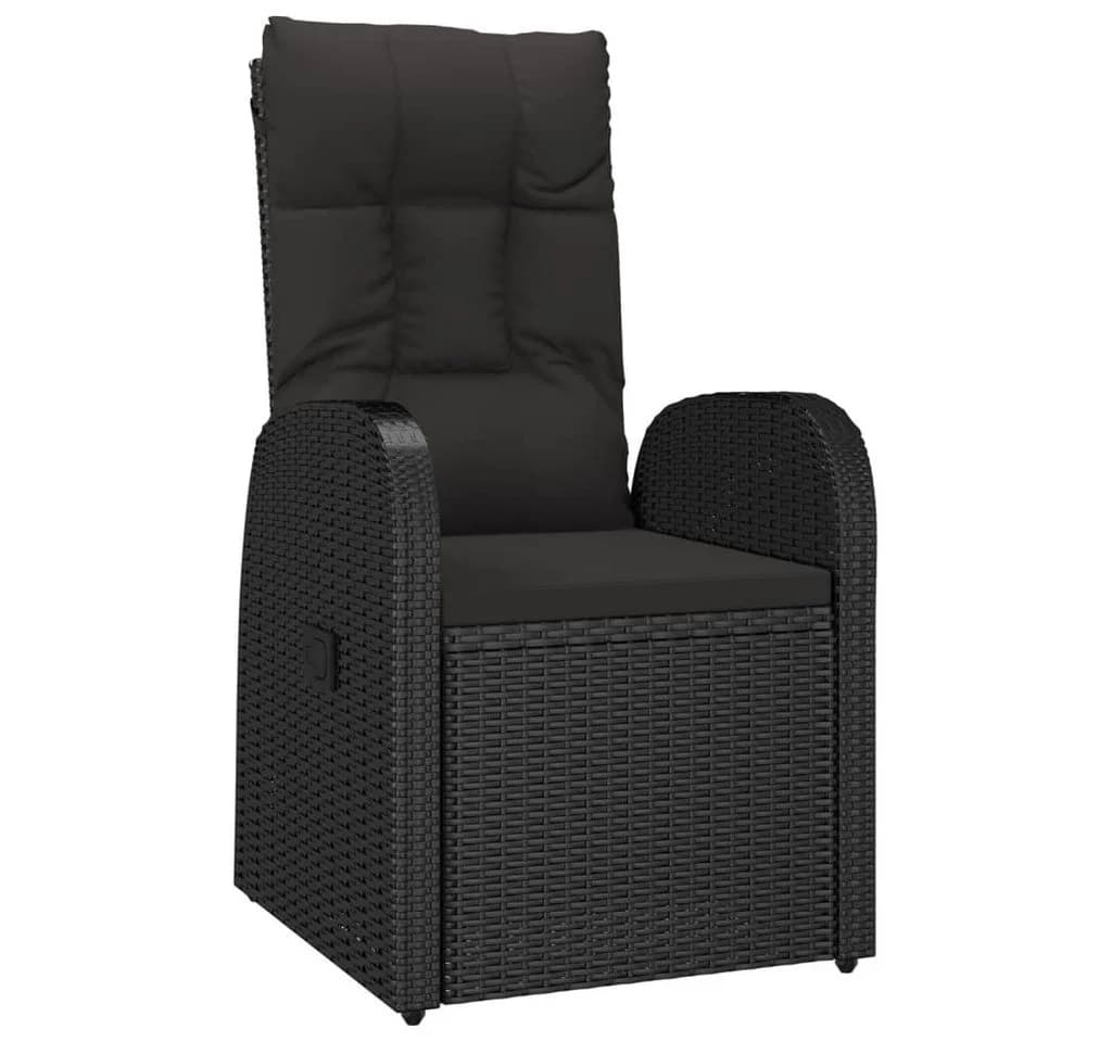 vidaXL Garten-Essgruppe 7-tlg. Schwarz Poly Rattan mit Kissen - Bild 4