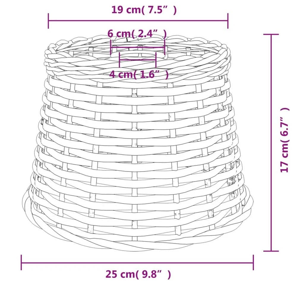 vidaXL Lampenschirm Braun Korbweide Pendelleuchte - Bild 4