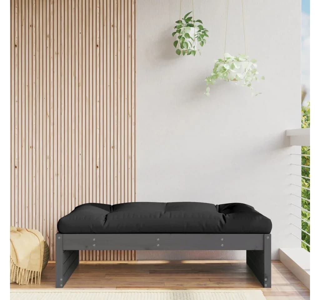 vidaXL Gartenhocker Grau Massivholz Kiefer 120x80 cm