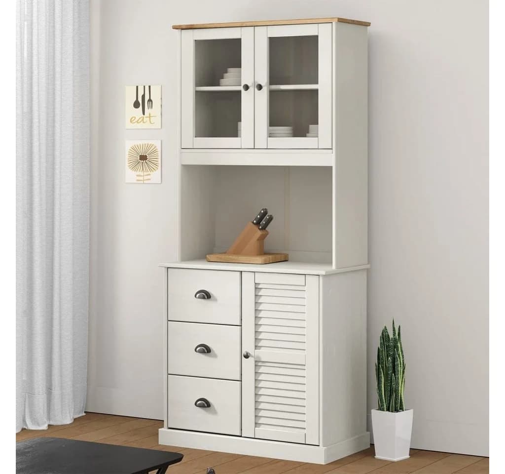vidaXL Sideboard-Aufsatz VIGO Weiß Massivholz Kiefer