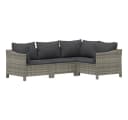 vidaXL Gartenlounge-Set 4-tlg. Grau Poly Rattan Bild 2